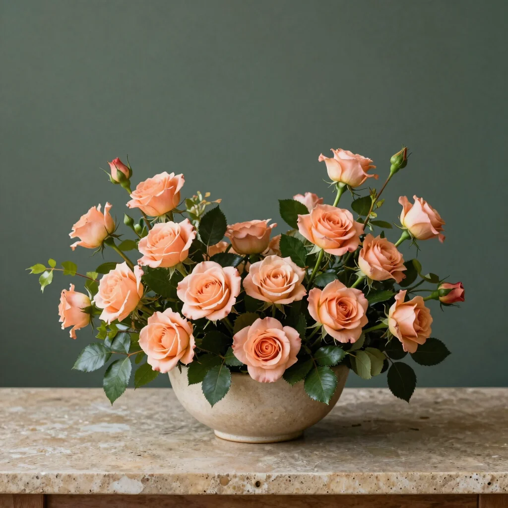 Garden Rose & Moss Arrangement