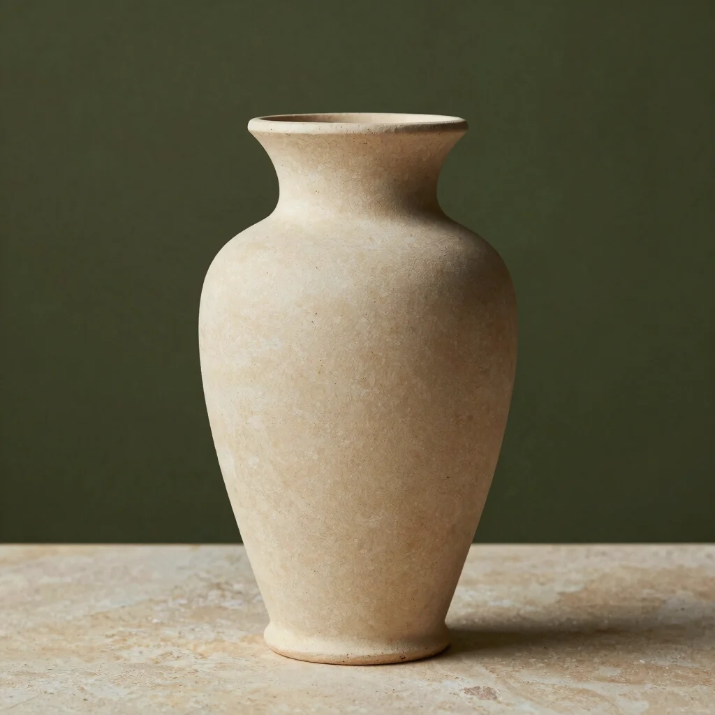 Fluted Travertine Ceramic Vase